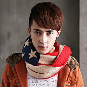 Planet Gates 1 Men Fashion Women Stars Cotton Long Shawl Winter Thickness Knitted US Flag Scarves Charm Chevron