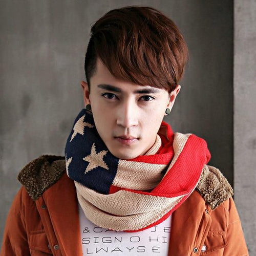 Planet Gates 1 Men Fashion Women Stars Cotton Long Shawl Winter Thickness Knitted US Flag Scarves Charm Chevron