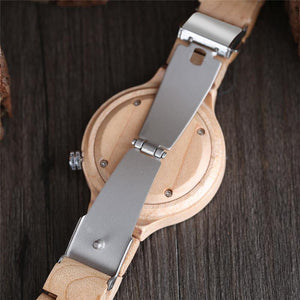 Planet Gates 1 Natural Maple Bamboo Wood Watches Ladies Fashionable Quartz Wristwatch Women's Bracelet Female Clock Relogio Feminino