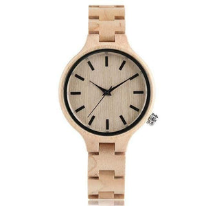 Natural Maple Bamboo Wood Watches Ladies Fashionable Quartz Wristwatch Women's Bracelet Female Clock Relogio Feminino - Planet Gates