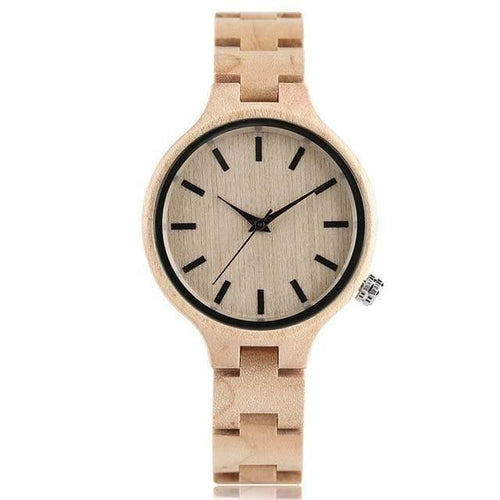 Natural Maple Bamboo Wood Watches Ladies Fashionable Quartz Wristwatch Women's Bracelet Female Clock Relogio Feminino - Planet Gates