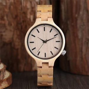 Natural Maple Bamboo Wood Watches Ladies Fashionable Quartz Wristwatch Women's Bracelet Female Clock Relogio Feminino - Planet Gates