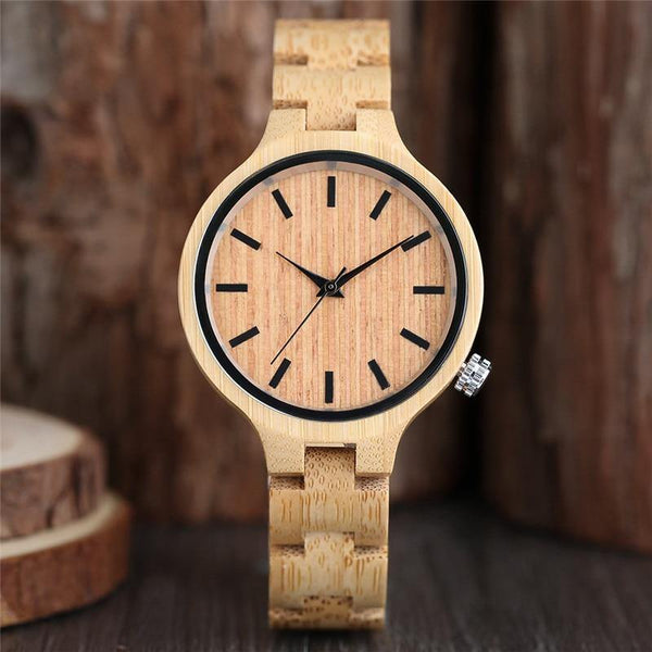 Planet Gates 1 Natural Maple Bamboo Wood Watches Ladies Fashionable Quartz Wristwatch Women's Bracelet Female Clock Relogio Feminino