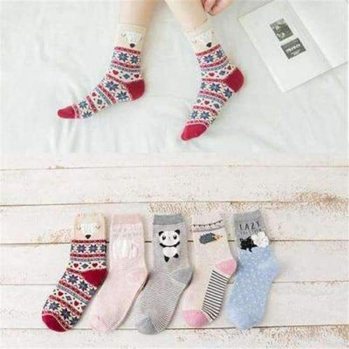 Planet Gates 1 / One Size 10PCS=5Pairs/lot Lovely Cartoon Women Horse Bear Rabbit Animal Socks Cotton Sox Women Girls Lady Female Socks Warm Candy Color