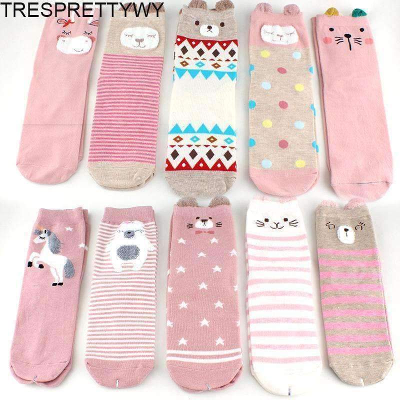 Planet Gates 1 / One Size 5pairs Winter Autumn Women Cotton cartoon Socks Female girl Cute warm funny Sock pattern calcetines gifts dropshipping