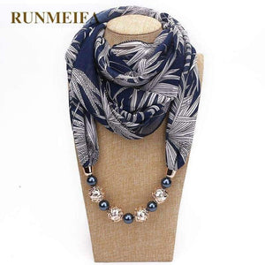 Planet Gates 1 / one size New Pendant Scarf Necklace Bohemia Necklaces For Women Chiffon Scarves Pendant Jewelry Wrap Foulard Female Accessories