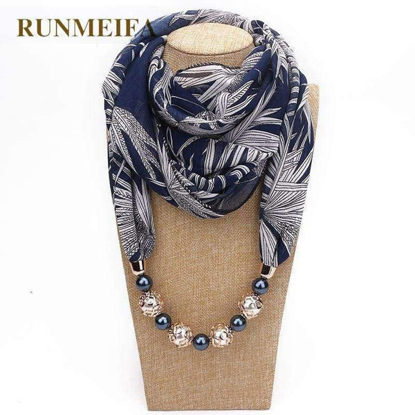 Planet Gates 1 / one size New Pendant Scarf Necklace Bohemia Necklaces For Women Chiffon Scarves Pendant Jewelry Wrap Foulard Female Accessories