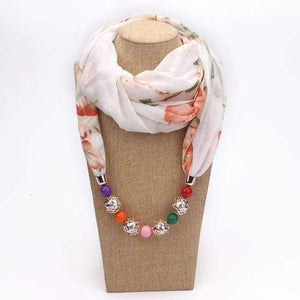 Planet Gates 1 / one size New Pendant Scarf Necklace Bohemia Necklaces For Women Chiffon Scarves Pendant Jewelry Wrap Foulard Female Accessories