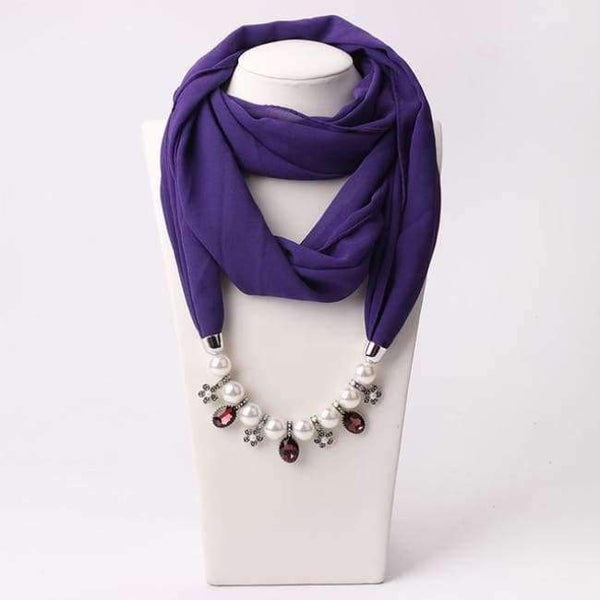 Planet Gates 1 / one size New Pendant Scarf Necklace Pearls Necklaces For Women Chiffon Scarves Pendant Jewelry Wrap Foulard Female Accessories