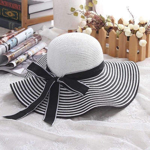 Planet Gates 1 / onesize Women's big hats fragrant ladies new basin caps  black and white stripes  beach straw hats girls