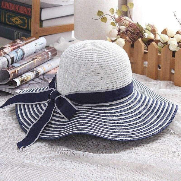 Planet Gates 1 / onesize Women's big hats fragrant ladies new basin caps  black and white stripes  beach straw hats girls