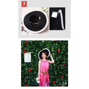 Planet Gates 1 / onesize Women's big hats fragrant ladies new basin caps  black and white stripes  beach straw hats girls
