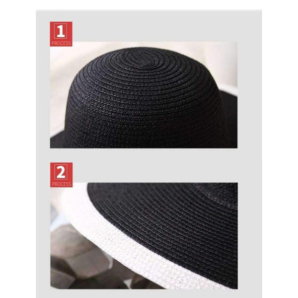 Planet Gates 1 / onesize Women's big hats fragrant ladies new basin caps  black and white stripes  beach straw hats girls
