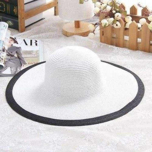 Planet Gates 1 / onesize Women's big hats fragrant ladies new basin caps  black and white stripes  beach straw hats girls