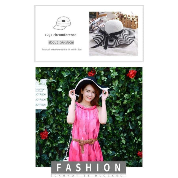 Planet Gates 1 / onesize Women's big hats fragrant ladies new basin caps  black and white stripes  beach straw hats girls