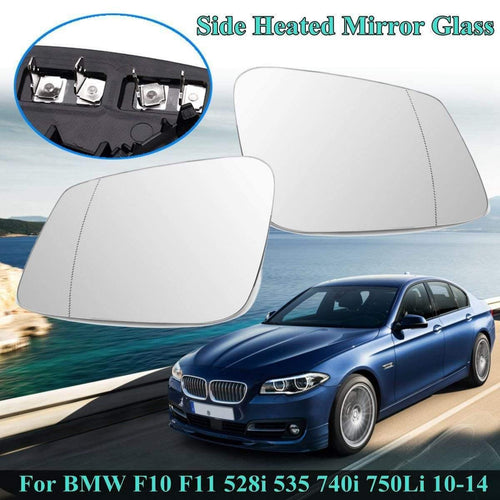 1 Pair Car Exterior Parts Heated Rearview Wing Glass Mirror+Link Wire For BMW 6 / 7 Series F10 F11 528i 535 740i 750Li 2010-14
