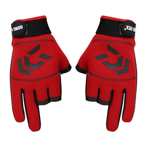 Planet Gates 1 Pair Fishing Gloves Men Women Outdoor Fishing Anti-slip 3 Cut Finger Sports Fish Equipment Angling SBR Gloves