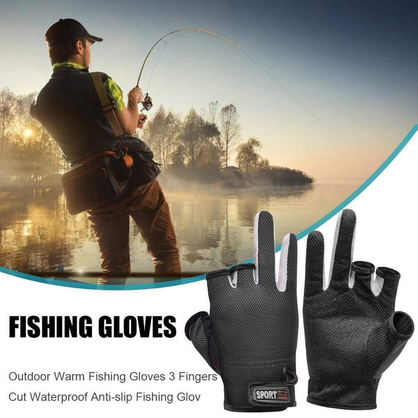 Planet Gates 1 Pair Fishing Gloves Outdoor Sports Mittens Outdoor 3 Fingers Cut Waterproof Anti-Slip Sports Fish Equipment guantes de pesca