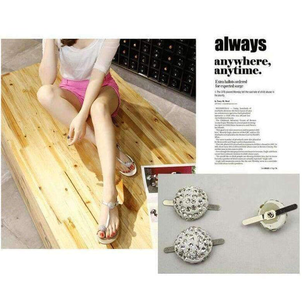 Planet Gates 1 pair/lot Drill-shaped semi - circular sandals flower water diamond shoes buckle & luggage leather women 's shoes accessories