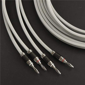 Planet Gates 1 pair of high quality speaker cable 5N OFC conductor pure copper Rhodium Plated Banana Plug