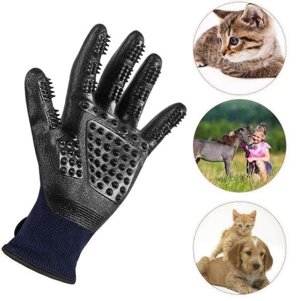 Planet Gates 1 Pair Pet Grooming Gloves Dog Cat Hair Cleaning Brush Comb Black Rubber Five Fingers Deshedding Pet Glove For Dog Cat Dropship