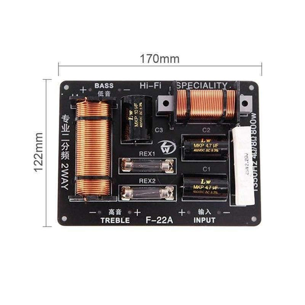Planet Gates 1 PC 2 Way Audio Speaker Frequency Divider 800W Adjustable Treble Bass Crossover Speaker Professional Filter