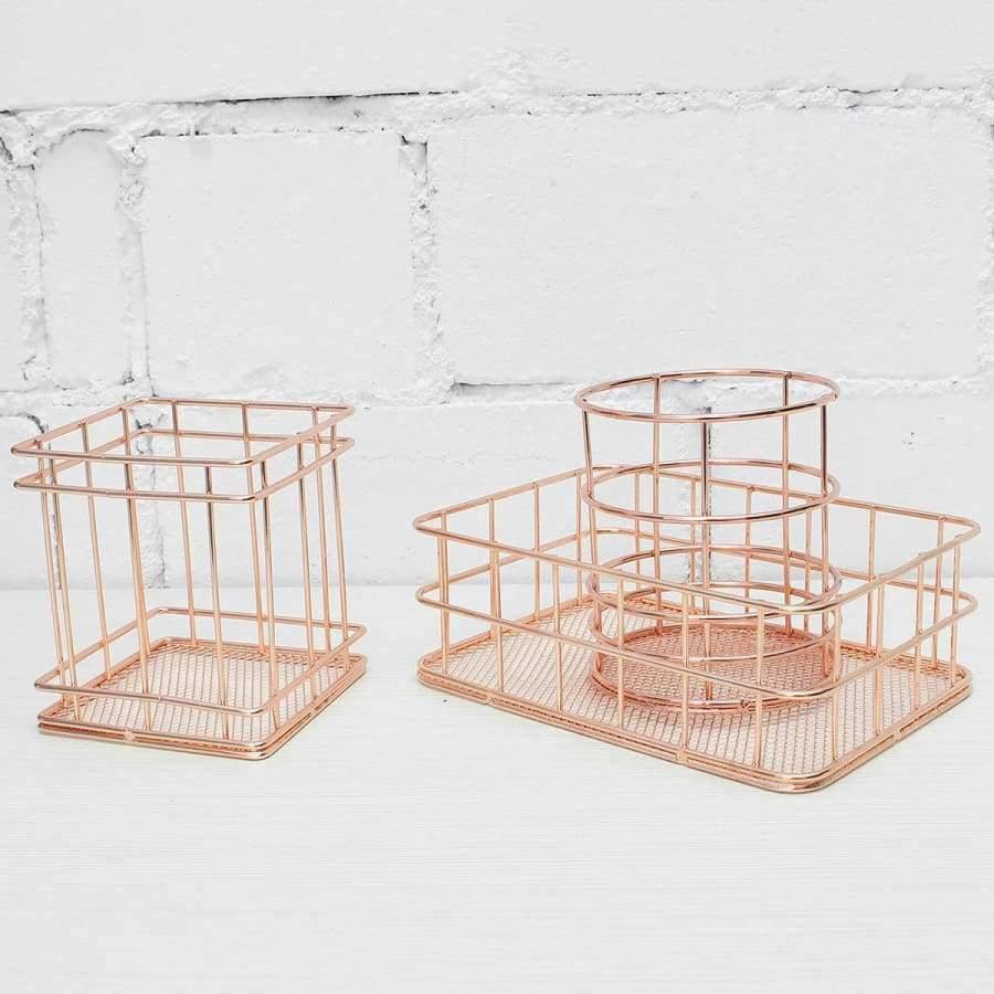 Planet Gates 1 pcs High Quality Rose Gold Metal Pen Holder Box Case Organizer Home Desk Stationery Decor Office School Desk Accessories