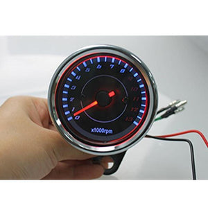 Planet Gates 1 pcs LED Backlight Motorcycle Tachometer Meter Tachometer Gauge Rev Counter 0-13000 RPM chrome