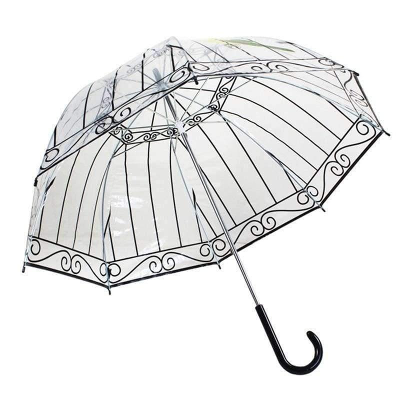 Planet Gates 1 PCS Plastic EVA Transparent Umbrellas Cute Bird Cage Parasol Long-handle Rainy Clear Bubble Umbrella For Women