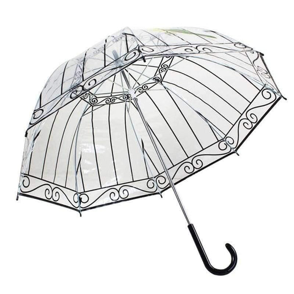 Planet Gates 1 PCS Plastic EVA Transparent Umbrellas Cute Bird Cage Parasol Long-handle Rainy Clear Bubble Umbrella For Women