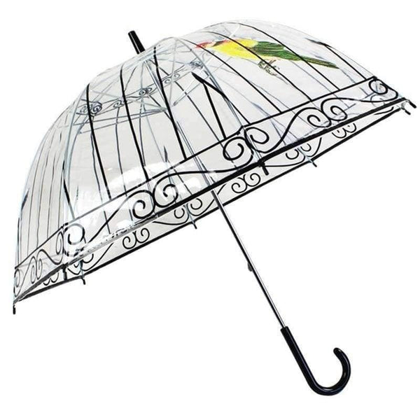 Planet Gates 1 PCS Plastic EVA Transparent Umbrellas Cute Bird Cage Parasol Long-handle Rainy Clear Bubble Umbrella For Women