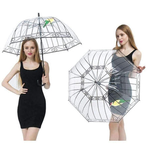 Planet Gates 1 PCS Plastic EVA Transparent Umbrellas Cute Bird Cage Parasol Long-handle Rainy Clear Bubble Umbrella For Women
