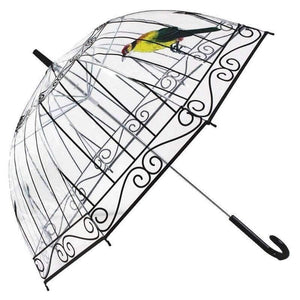 Planet Gates 1 PCS Plastic EVA Transparent Umbrellas Cute Bird Cage Parasol Long-handle Rainy Clear Bubble Umbrella For Women
