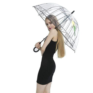 Planet Gates 1 PCS Plastic EVA Transparent Umbrellas Cute Bird Cage Parasol Long-handle Rainy Clear Bubble Umbrella For Women