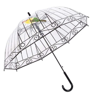 Planet Gates 1 PCS Plastic EVA Transparent Umbrellas Cute Bird Cage Parasol Long-handle Rainy Clear Bubble Umbrella For Women