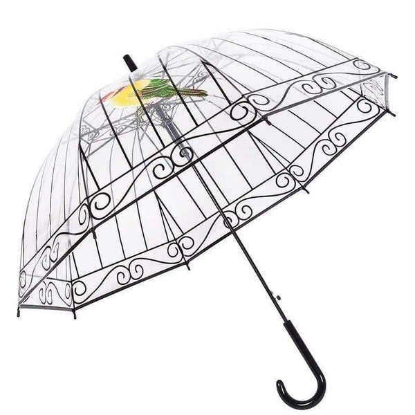 Planet Gates 1 PCS Plastic EVA Transparent Umbrellas Cute Bird Cage Parasol Long-handle Rainy Clear Bubble Umbrella For Women