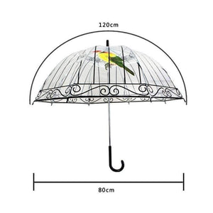 Planet Gates 1 PCS Plastic EVA Transparent Umbrellas Cute Bird Cage Parasol Long-handle Rainy Clear Bubble Umbrella For Women