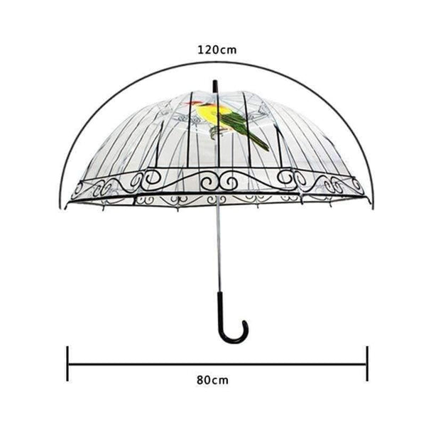 Planet Gates 1 PCS Plastic EVA Transparent Umbrellas Cute Bird Cage Parasol Long-handle Rainy Clear Bubble Umbrella For Women