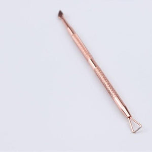 Planet Gates 1 pcs rose gold Dual-end Cuticle Pusher Removal Stainless Steel Dead Skin Remover Nail Art DIY Design Tool Nail Polish Scraper Cleaner Rose Gold