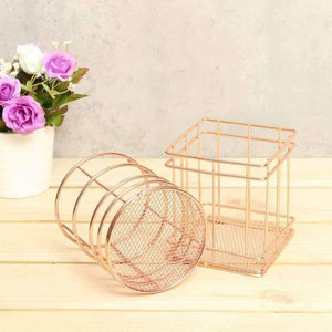 Planet Gates 1 pcs Rose Gold Metal Pen Holder Box Case Organizer Home Desk Stationery Decor Office School Desk Accessories Supplies