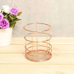 Planet Gates 1 pcs Rose Gold Metal Pen Holder Box Case Organizer Home Desk Stationery Decor Office School Desk Accessories Supplies