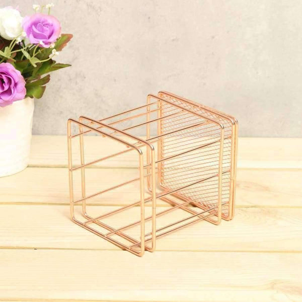 Planet Gates 1 pcs Rose Gold Metal Pen Holder Box Case Organizer Home Desk Stationery Decor Office School Desk Accessories Supplies