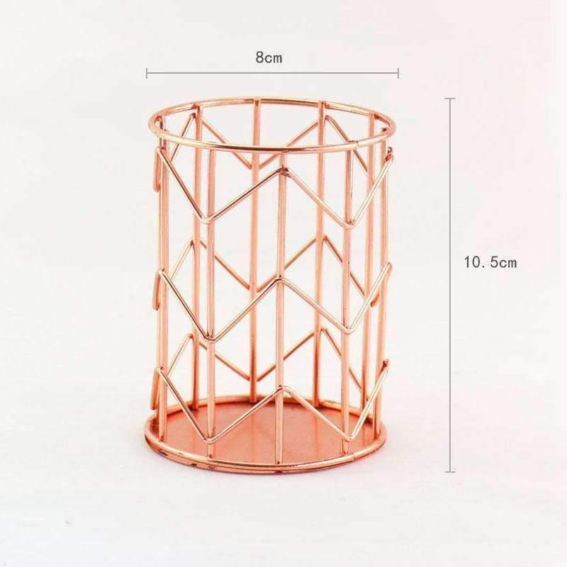 Planet Gates 1 pcs Rose Gold Metal Pen Holder Box Case Organizer Home Desk Stationery Decor Office School Desk Accessories Supplies H0176