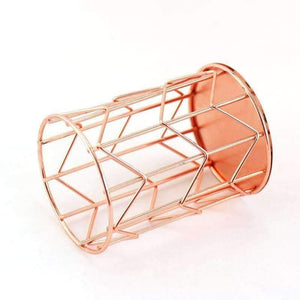 Planet Gates 1 pcs Rose Gold Metal Pen Holder Box Case Organizer Home Desk Stationery Decor Office School Desk Accessories Supplies H0176