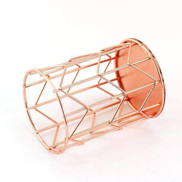 Planet Gates 1 pcs Rose Gold Metal Pen Holder Box Case Organizer Home Desk Stationery Decor Office School Desk Accessories Supplies H0176