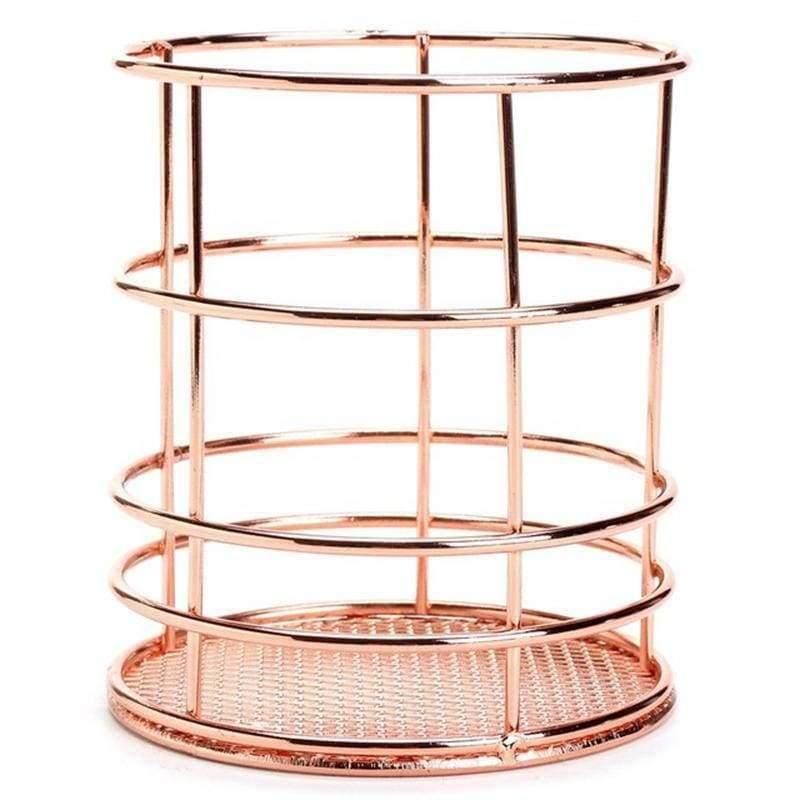 Planet Gates 1 Pcs Rose Gold Metal Pen Holder Case Holder Box Organizer Home Decor Table Desk Accessories Office Supplies Table Desk Supplies