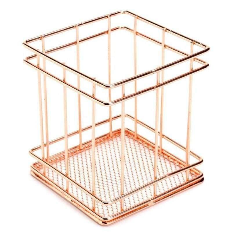 Planet Gates 1 Pcs Rose Gold Metal Pen Holder Case Holder Box Organizer Home Decor Table Desk Accessories Office Supplies Table Desk Supplies