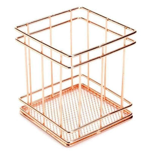 Planet Gates 1 Pcs Rose Gold Metal Pen Holder Case Holder Box Organizer Home Decor Table Desk Accessories Office Supplies Table Desk Supplies