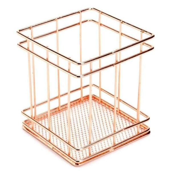 Planet Gates 1 Pcs Rose Gold Metal Pen Holder Case Holder Box Organizer Home Decor Table Desk Accessories Office Supplies Table Desk Supplies