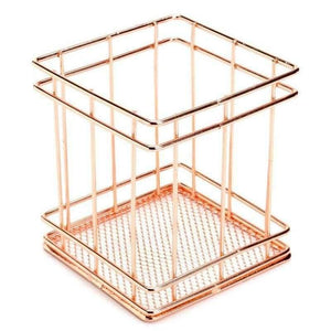 Planet Gates 1 Pcs Rose Gold Metal Pen Holder Case Holder Box Organizer Home Decor Table Desk Accessories Office Supplies Table Desk Supplies
